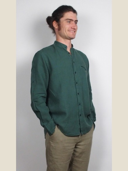 LIN OU L AUTRE Chemise en lin col Mao l gante et intemporelle