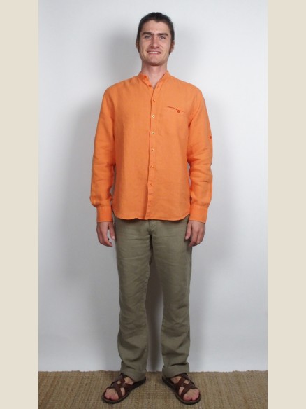 Chemise Col Mao Manches Longues