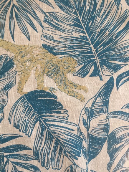 Lin imprimé guyane bleu
