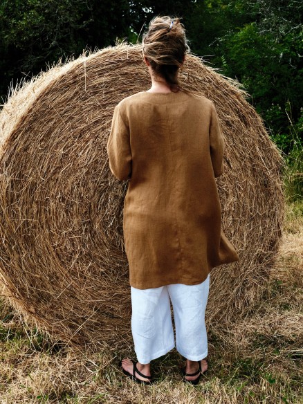 Veste Lola en lin TABAC