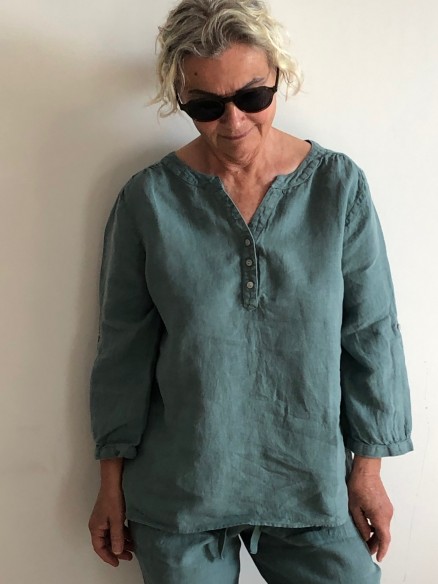 CHEMISIER MONA GREEN BLEUE