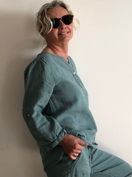 CHEMISIER MONA GREEN BLEUE