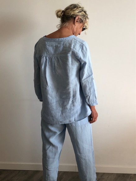 CHEMISIER MONA BLEU CIEL DE CORDE