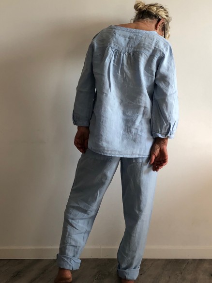 CHEMISIER MONA BLEU CIEL DE CORDE