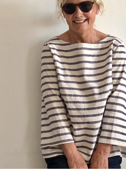 Haut Mariniére en lin Elisa  RAYURES BLEU