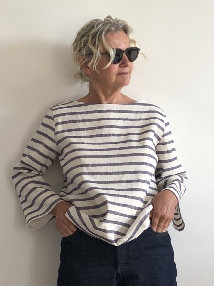 Haut Mariniére en lin Elisa  RAYURES BLEU