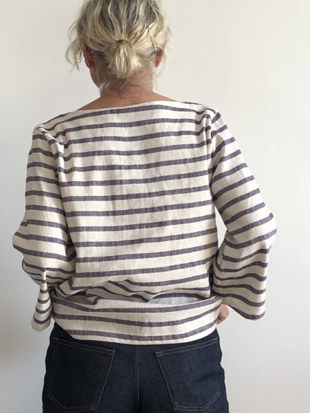 Haut Mariniére en lin Elisa  RAYURES BLEU