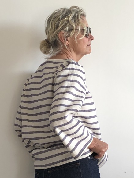 Haut Mariniére en lin Elisa  RAYURES BLEU