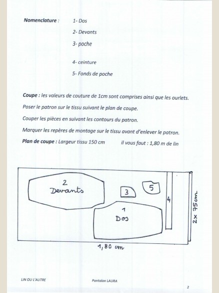 Patron Pantalon large en Lin LAURA