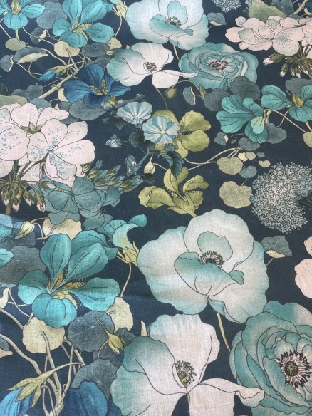 Lin Lavé Fin Grande largeur fleurs capucines