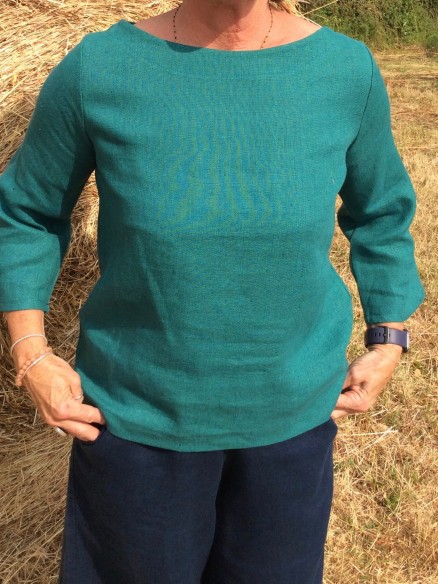 Haut Mariniére en lin Elisa vert