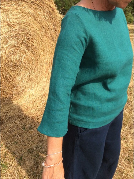 Haut Mariniére en lin Elisa vert