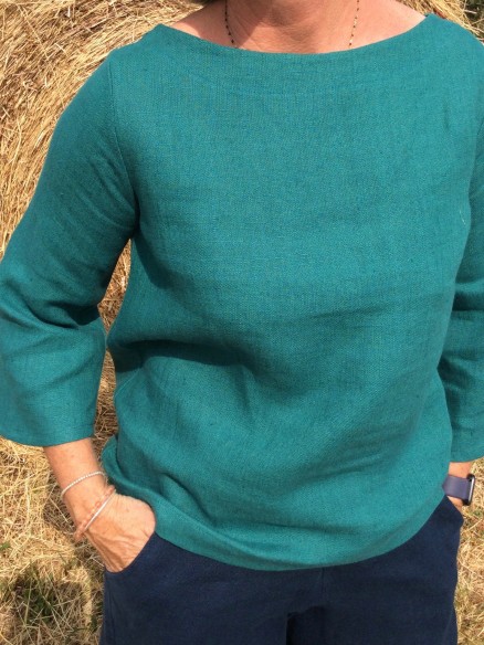 Haut Mariniére en lin Elisa vert