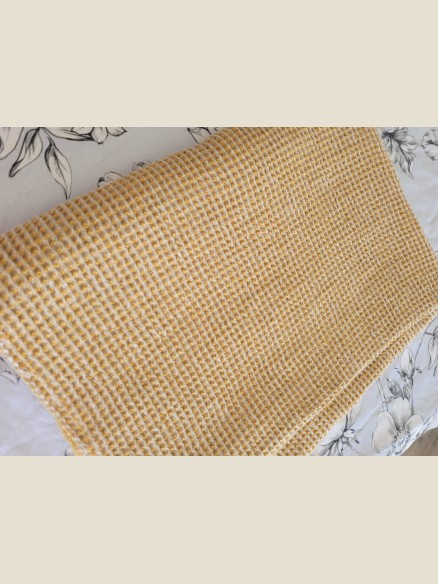 Serviette de bain en nid d'abeille Moutarde 70x100 cm