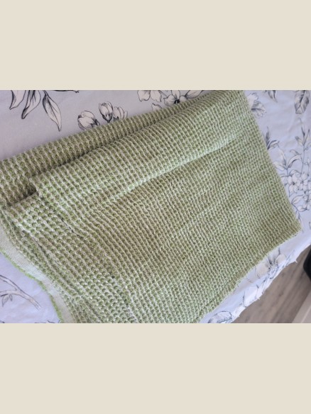 Serviette de bain en lin nid d'abeille Naturel 70x100 cm