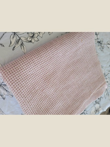 Serviette de bain en lin nid d'abeille Rose 70x100 cm